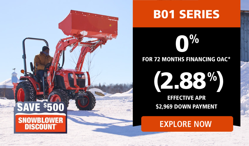 B01 Series, 0% for 72 months financing OAC*, (2.88%) Effective APR, $2,969 Down Payment